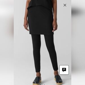 Eileen Fisher Skirted Legging Black Jersey Knit Size Large Like New